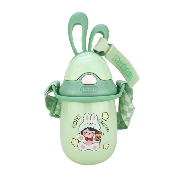 Garrafa Térmica Infantil Aço Inox 350ml Alça Rabbit Verde