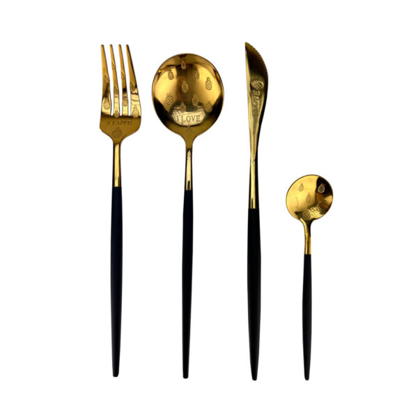 Kit Talheres de Luxo Dourado 4 peças