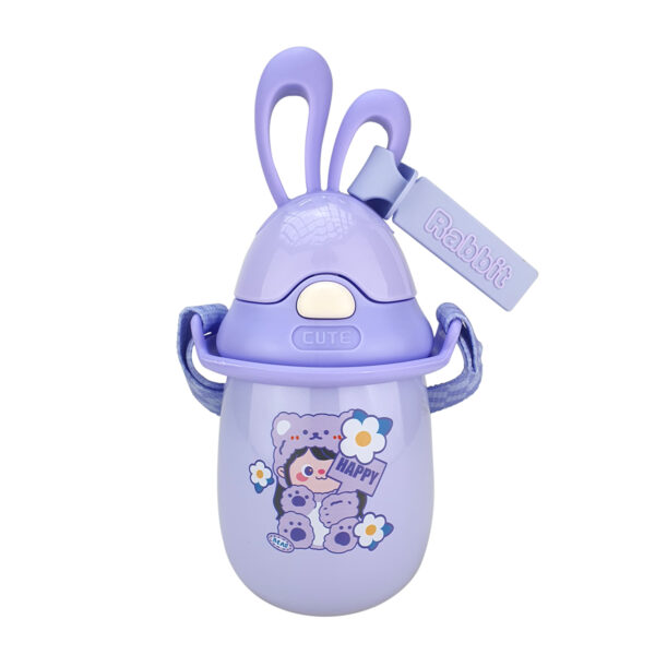 Garrafa Térmica Infantil Aço Inox 350ml Alça Rabbit Roxa