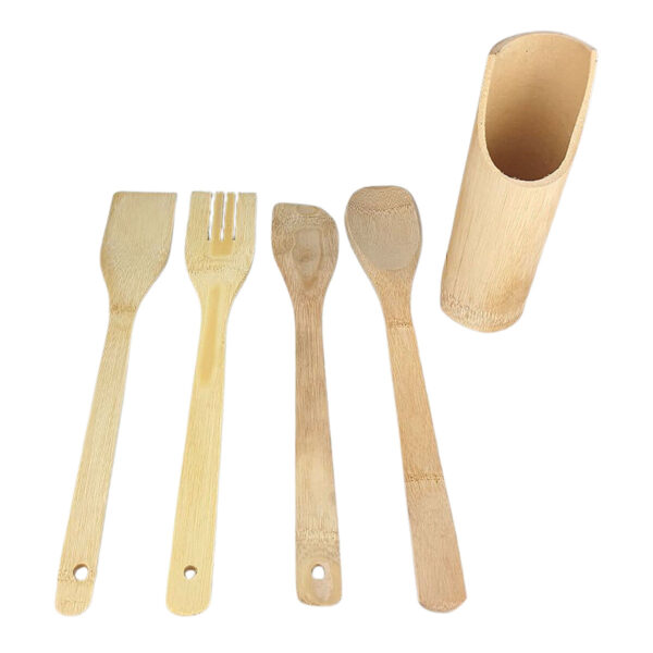 Kit Utensílios de Cozinha em Bambu 5 peças - Image 2