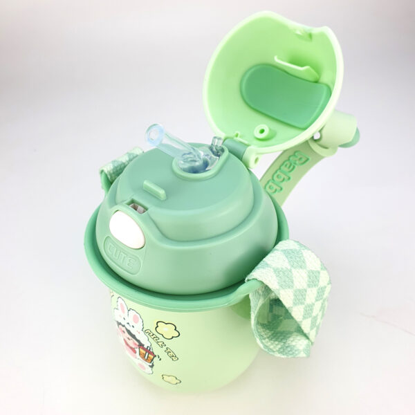 Garrafa Térmica Infantil Aço Inox 350ml Alça Rabbit Verde - Image 2