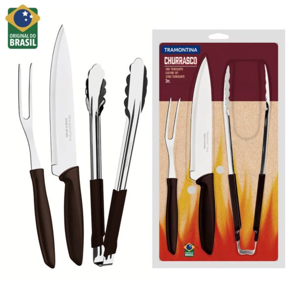 Kit Churrasco Tramontina Plenus Preto 3 peças