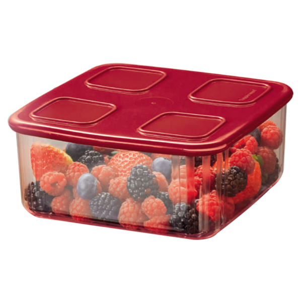 Tupperware Clear Mate Quadrado Médio 1,04 litro Vermelho