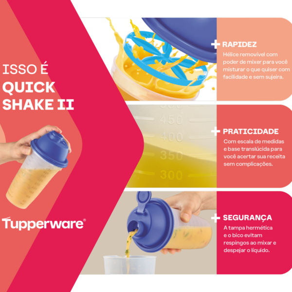 Tupperware Quick Shake II 500ml Azul - Image 2