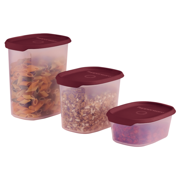 Kit Tupperware Toque + Touch Fresh Oval Marsala Translúcido 3 peças