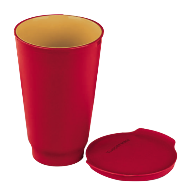 Tupperware Copo Allegra 450ml Vermelho e Dourado