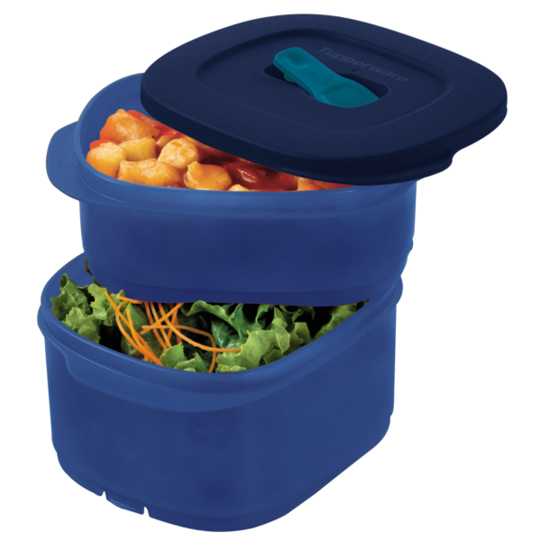 Tupperware Tigela Cristalwave Quadrado Geração ll 800ml + 500ml Azul