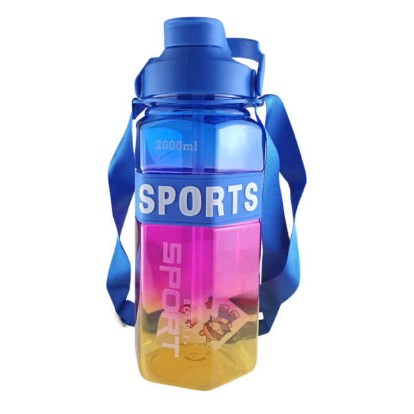 Garrafa de Água 2 litros Squeeze Sports com Alça Azul Rosa Amarelo