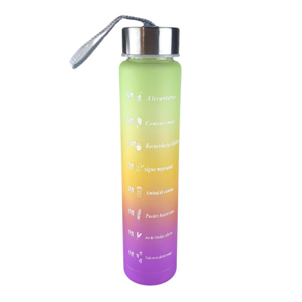 Garrafa de Água 300ml Squeeze Sport com Alça Verde Amarelo Roxo