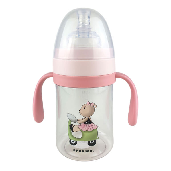 Copo Mamadeira Infantil 240ml Anti Vazamento com Canudo Rosa - Image 2