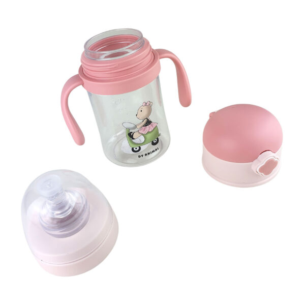 Copo Mamadeira Infantil 240ml Anti Vazamento com Canudo Rosa - Image 4