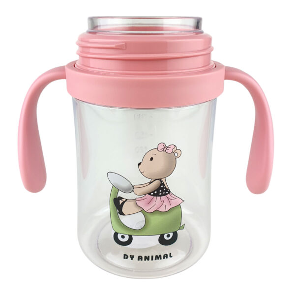 Copo Mamadeira Infantil 240ml Anti Vazamento com Canudo Rosa - Image 6