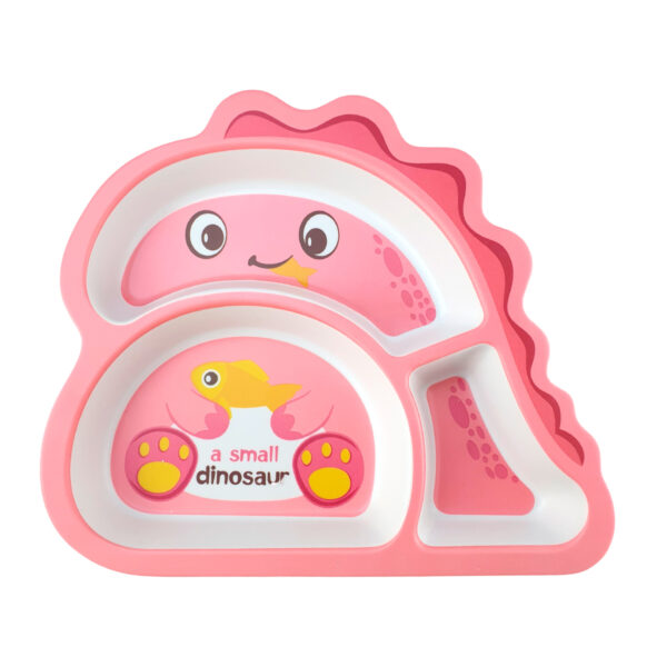 Kit Infantil Refeição Dinossauro Fibra de Bambu Rosa 5 peças - Image 2