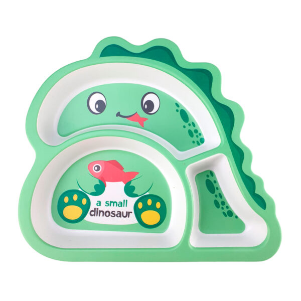 Kit Infantil Refeição Dinossauro Fibra de Bambu Verde 5 peças - Image 4