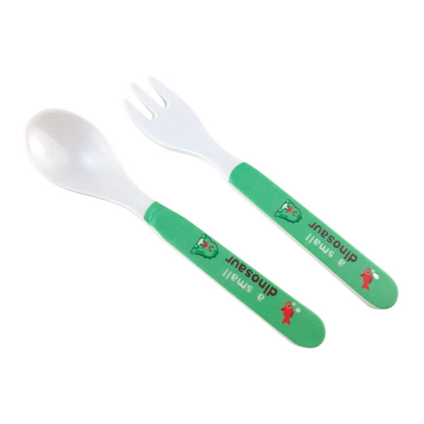 Kit Infantil Refeição Dinossauro Fibra de Bambu Verde 5 peças - Image 3