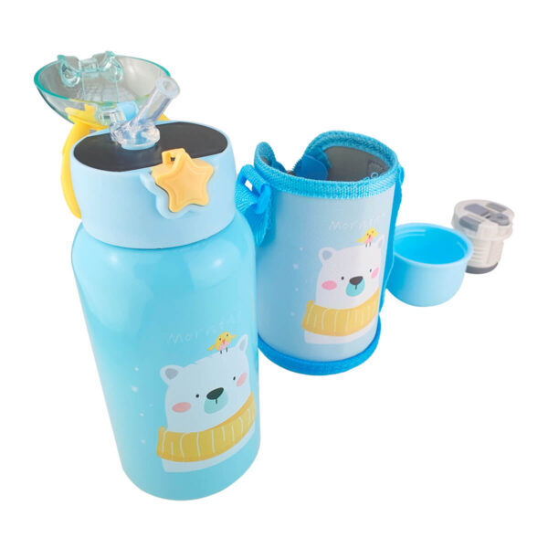 Garrafa Isotérmica com Termometro Infantil Inox 500ml + Capa Urso - Image 2