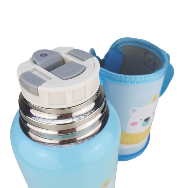 Garrafa Isotérmica com Termometro Infantil Inox 500ml + Capa Urso - Image 5