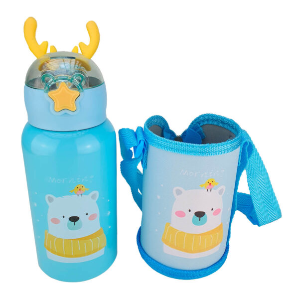 Garrafa Isotérmica com Termometro Infantil Inox 500ml + Capa Urso - Image 6