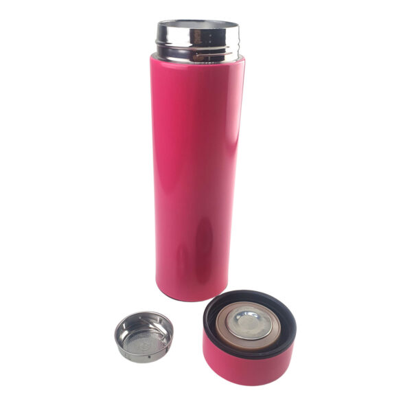 Garrafa Térmica Aço Inox com Termômetro Led 500ml Rosa Glitter - Image 4