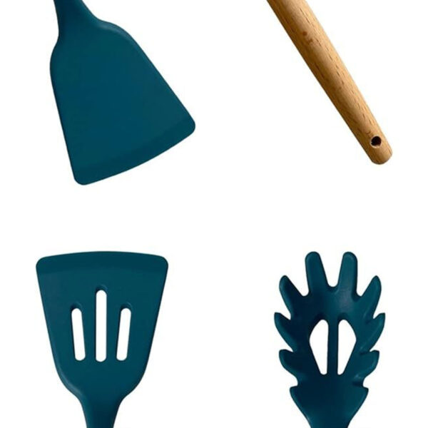 Kit Utensílios de Cozinha de Silicone com Suporte Azul 12 peças - Image 3