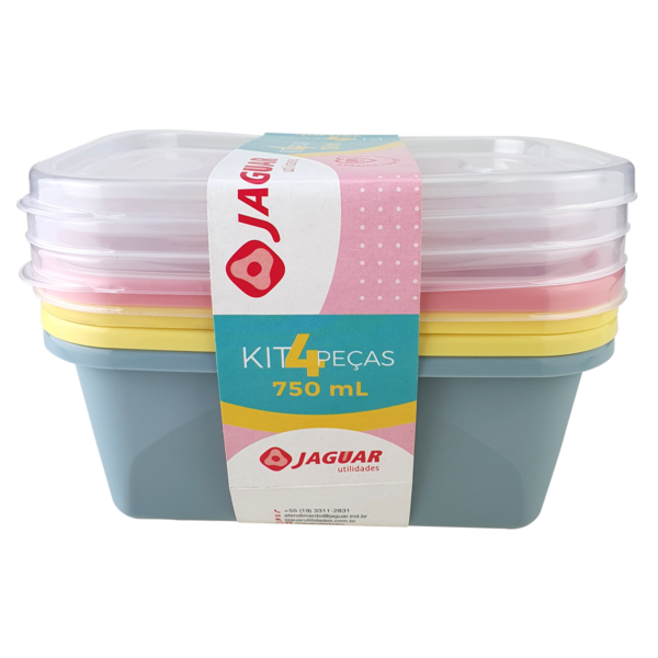 Kit Pote Retangular 750ml Mix Colors 4 peças - Image 2