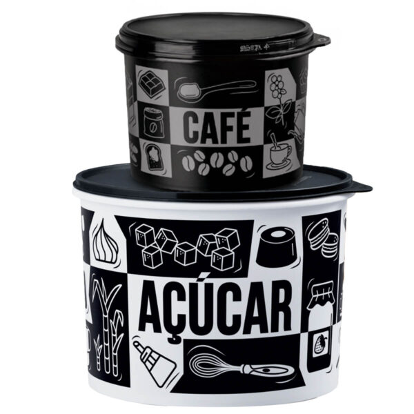 Kit Tupperware Café e Açúcar Caixa Grande Pop Box PB 2 peças