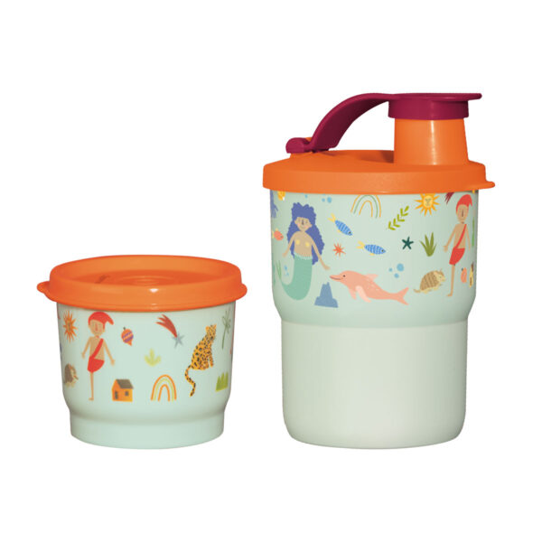 Kit Tupperware Copo Colors 225ml + Potinho 140ml Folclore