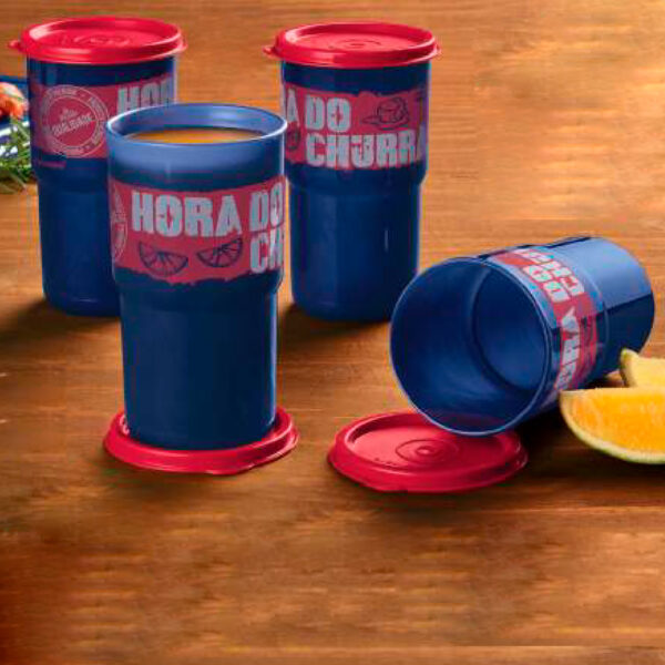 Kit Tupperware Copo Colors Hora do Churrasco 350ml Azul e Vermelho 4 peças - Image 2