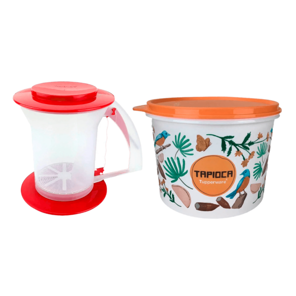 Kit Tupperware Polvilhador 250g Tapioqueira + Caixa Tapioca 1,6kg Floral