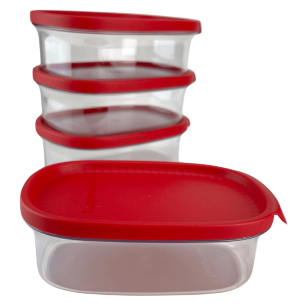 Kit Tupperware Ultra Clear Oval 500ml Transparente e Vermelho 4 peças - Image 4