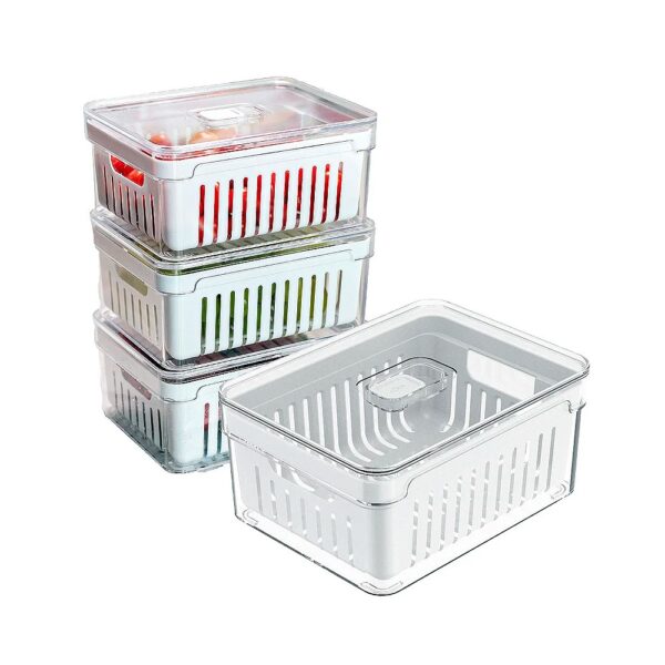 Kit 4 Organizadores de Geladeira Com Cesto e Tampa Clear Fresh 2,2 Litros