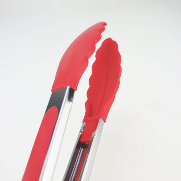 Pegador Silicone Pinça Cabo em Inox para Saladas Vermelho - Image 4