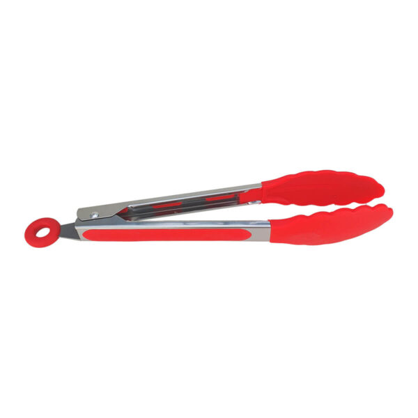 Pegador Silicone Pinça Cabo em Inox para Saladas Vermelho - Image 5