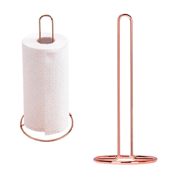 Porta Papel Toalha Vertical de Metal Rosé