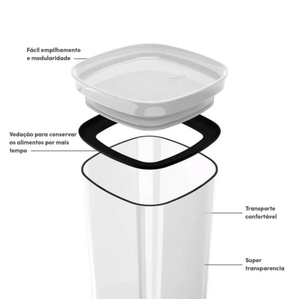 Pote Hermético Organizador Block 1 Litro Transparente - Image 4