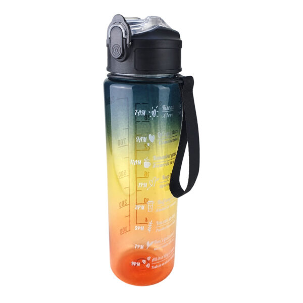 Garrafa de Água 800ml Squeeze Sport com Alça Preto Amarelo Laranja