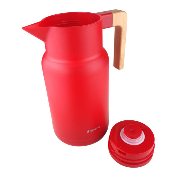 Garrafa Térmica de Café 1 Litro Wood Fashion Vermelho Termopro - Image 3