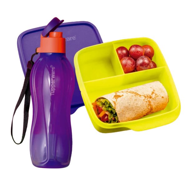 Kit Tupperware Garrafa Eco Tupper 500ml + Basic Line 550ml Amarelo Neon