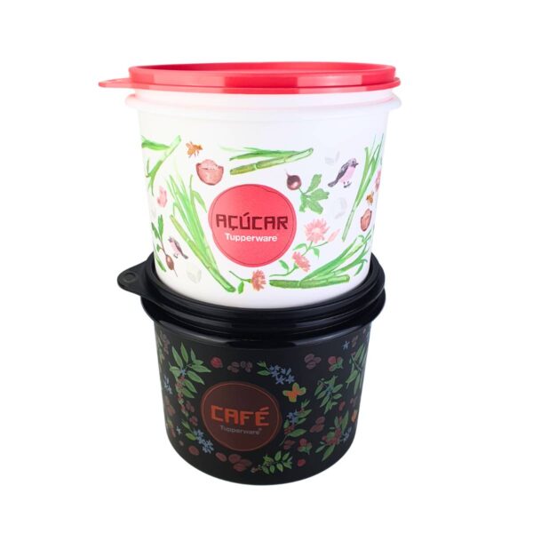 Tupperware Caixa Açúcar 1,4kg + Café 700g Floral