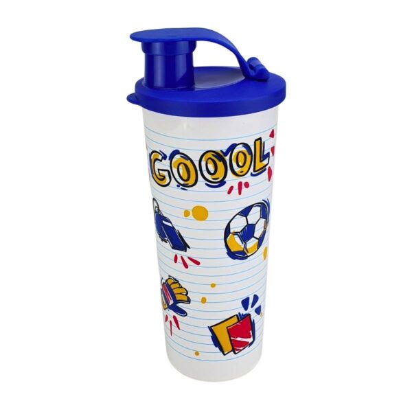 Tupperware Copo com Bico Futebol 470ml Branco e Azul