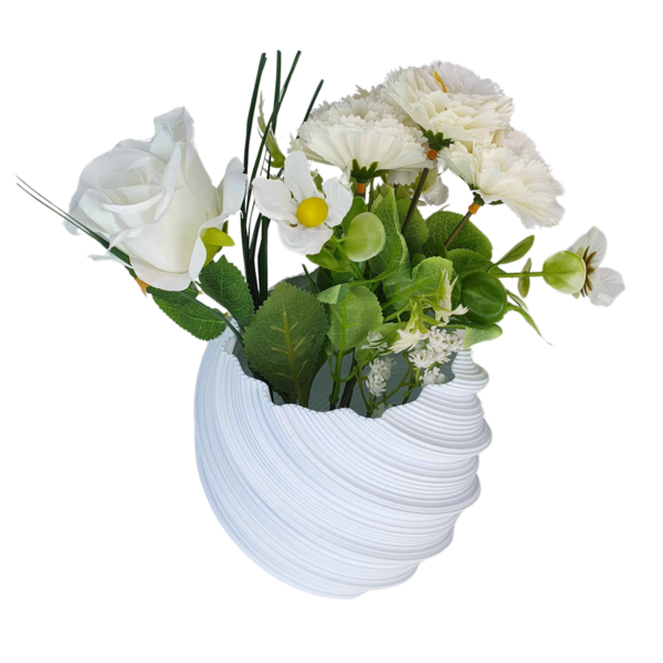 Vaso Wave Decorativo Moderno Branco Exclusivo 12,5 cm para Mesa e Flores - Image 4