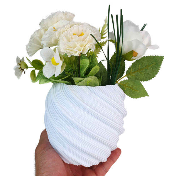 Vaso Wave Decorativo Moderno Branco Exclusivo 12,5 cm para Mesa e Flores - Image 2