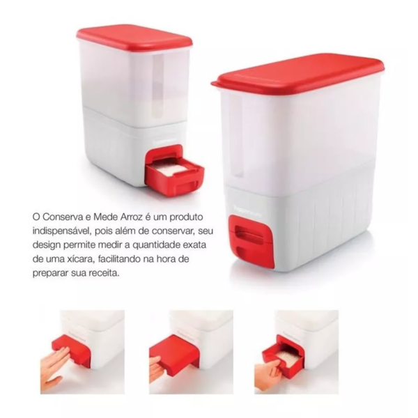 Tupperware Rice Dispenser Arroz 10kg Conserva e Mede Vermelho - Image 3