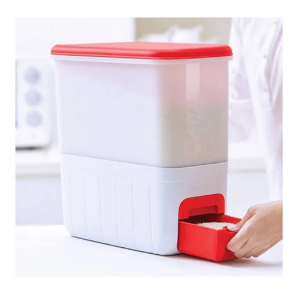 Tupperware Rice Dispenser Arroz 10kg Conserva e Mede Vermelho