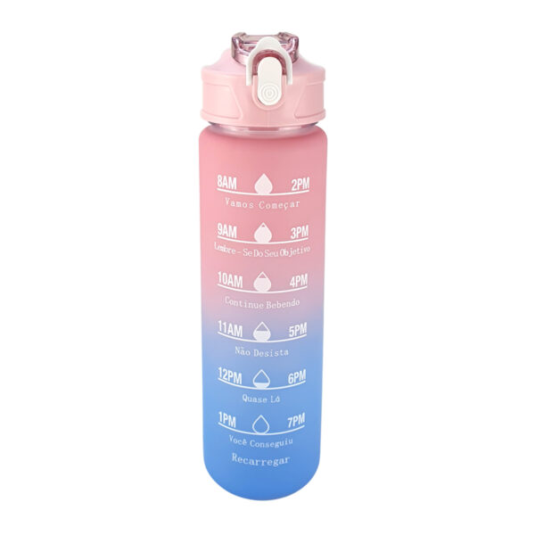 Garrafa de Água 800ml Squeeze Academia com Alça Azul e Rosa