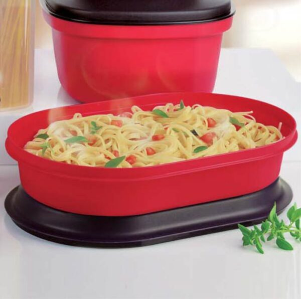 Tupperware Travessa Oval Actualité 2 litros Vermelho e Preto - Image 2