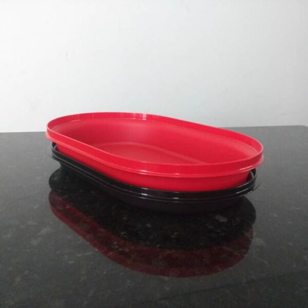 Tupperware Travessa Oval Actualité 2 litros Vermelho e Preto - Image 4