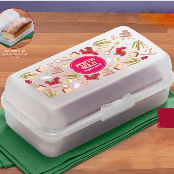 Tupperware Porta Bolo Retangular Floral - Image 4