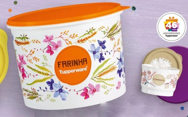 Tupperware Caixa Farinha 3,8 kg + Potinho Fermento Floral 140ml