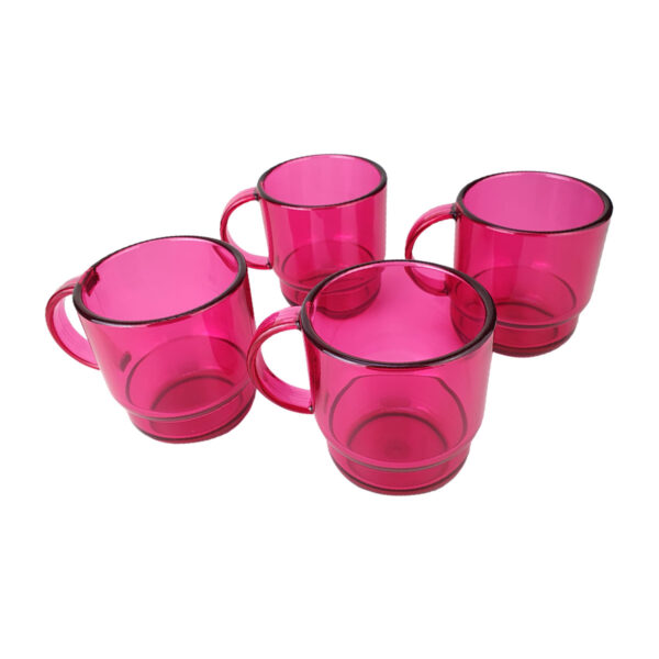 Kit Tupperware Caneca Policarbonato 265ml Rosa 4 peças